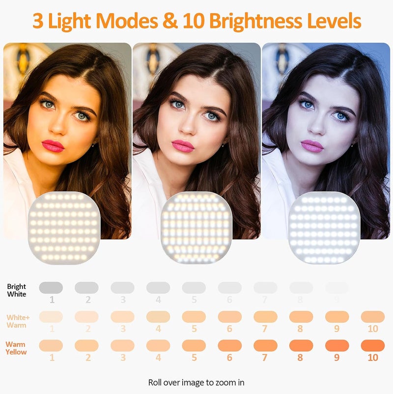 XINBAOHONG Rechargeable Clip Fill Video Conference Light, Selfie Light for Phone Android Camera iPad Laptop 142 LED Phone Light for Makeup TikTok Selfie Vlog - Image 3